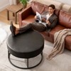 Bekrvio 4.5" Round Ottoman Coffee Table, Chenille Fabric Upholstered Footrest, Modern Accent Table with Metal Legs & Adjustable Feet for Living Room - 2 of 4