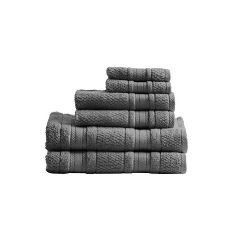 6pc Solid Bath Towels Set Black - Yorkshire Home : Target