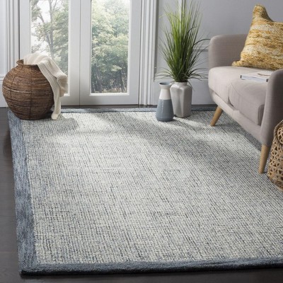 Navy and Ivory 6' x 9' Tufted Wool Abstract Rug