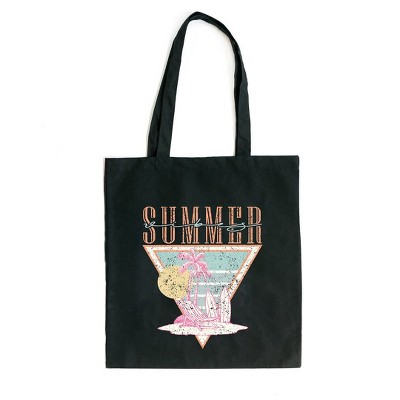 City Creek Prints Summer Vibes Triangle Canvas Tote Bag - 15x16 - Black