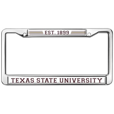 Texas State University School Logo Full Size Standard License Plate Metal Frame