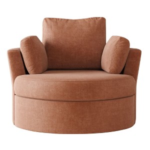 SEVOBAL Oversized Round Chair Lounge Chaise Indoor Sleep Sofa Couch Bed Fluffy Boneless for Reading Living Room No Assembe, Orange, 42.1"*42.1"*34.2" - 1 of 4