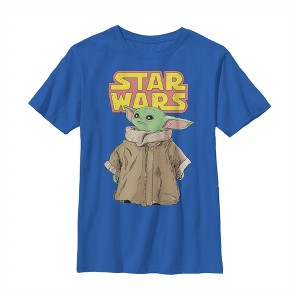 Boy's Star Wars The Mandalorian The Child Retro Logo Stance T-Shirt - 1 of 4