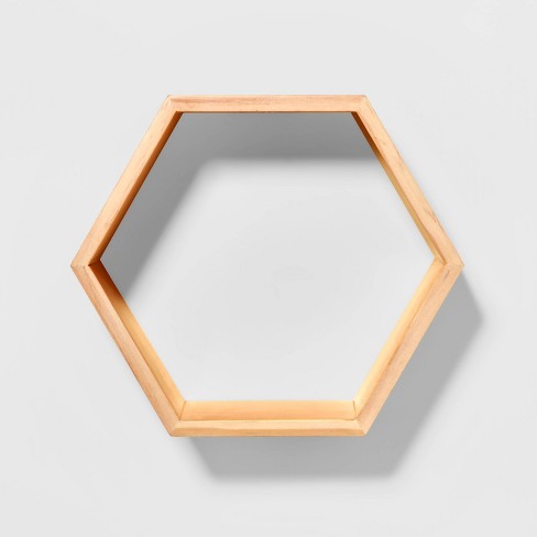 Nearly Natural 3in. x 10in. x 12in. Brown Wooden Hexagon Floating Honeycomb Shelf (Set of 5)