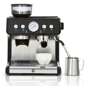 GustoWave 2 Cup Semi Automatic Espresso Machine with Grinder, Frother Steam Wand & 20 Bar Pressure Gauge - 1 of 4