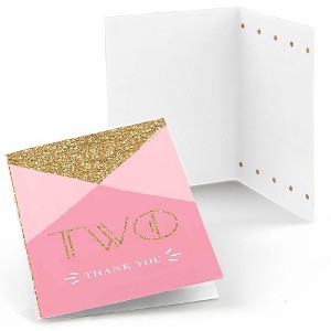Big Dot of Happiness Two Much Fun - Girl - 2nd Birthday Party Thank You Cards (8 count) - 1 of 4