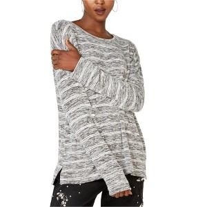 I.N.C International Concepts Womens Long Sleeved Striped Pullover Sweater, Grey, Medium - 1 of 1