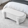 Vynxaria 51.5" White Linen Upholstered Bench - Versatile Ottomans and Benches with Ample Storage - 4 of 4