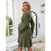 Womens Maternity Dress V Neck Long Sleeve Tie Waist Flowy Dress Midweight Dress for Baby Shower Photography Fall Outfits for Maternity - image 3 of 4