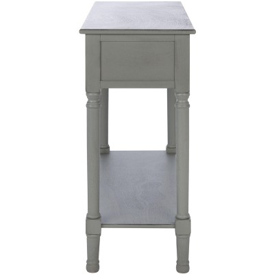 Distressed Gray Wood Console Table with Storage Drawers