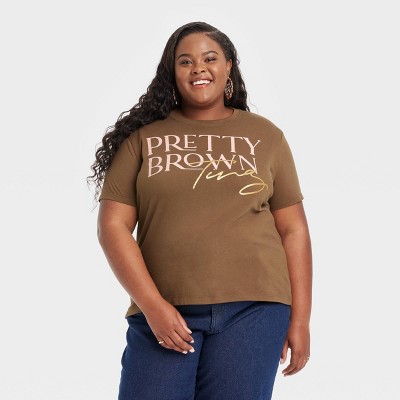 Black History Month Women's Legendary Rootz Pretty Brown Ting Graphic T-Shirt - Brown 1X