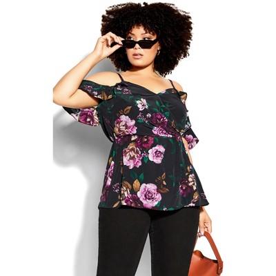 City Chic | Women's Plus Size Sophia Top - Black - 12 Plus : Target