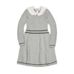 Hope & Henry Girls' Organic Long Sleeve Cable Knit Peter Pan Collar Sweater Dress, Toddler - 1 of 4