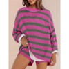 Womens Striped Sweater Set Oversized Lounge Sets Matching Pajamas Long Sleeve Sweater Top and Shorts - 2 of 3