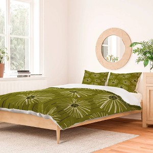 Deny Designs Ayeyokp Retro Daisies Musk Green Queen/Full Duvet and Sham Set (2-3pc Set) - 1 of 4
