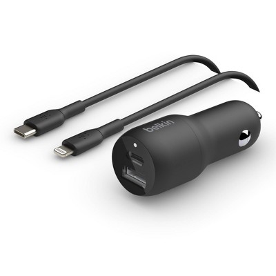 Belkin 2A/36W 2-port USB-C Car Charger - Black