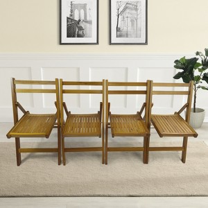 FONTOI Folding Chair Set of 4, Slatted Chairs Set of 4 with Curved Backs, 4-Piece Folding Chairs for Party Kitchen, Yellow, 17.3"*31"*22.8" - 1 of 4