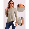 Allegra K Women's Twist Knot Round Neck Comfy Casual 3/4 Sleeve Loose Tunic Tops - 2 of 4
