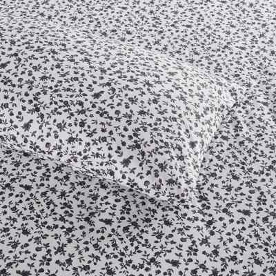 Twin Black Floral Microfiber Sheet Set