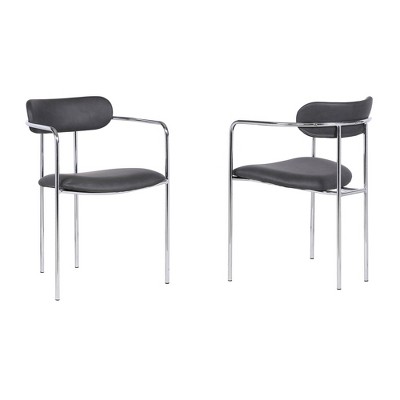 Set of 2 Gwen Contemporary Dining Chair Chrome/Gray - Armen Living