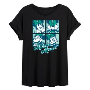 Women's - Disney - Minnie Mouse Plaid Grid Oversized Graphic T-Shirt - 1 of 4