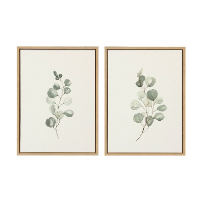 (Set of 2) 18" x 24" Sylvie Eucalyptus by Maja Mitrovic Framed Canvas Set Natural - Kate & Laurel All Things Decor
