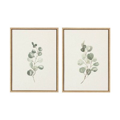 (Set of 2) 18" x 24" Sylvie Eucalyptus by Maja Mitrovic Framed Canvas Set Natural - Kate & Laurel All Things Decor