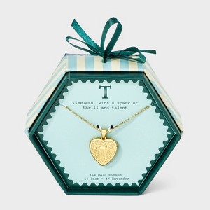 14K Gold Dipped Heart Charm Initial Necklace - A New Day™ Gold - 1 of 4