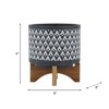 VisioGear 8" Tall Round Planter with Wooden Stand, Plant Pots for Living Room, Bedroom, Gray, 8"*8"*9" - 3 of 4