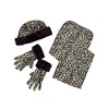 Girl's 6-12 Brown Fleece Leopard Print with Fur 3-Piece gloves scarf Hat Winter Set - 3 of 3