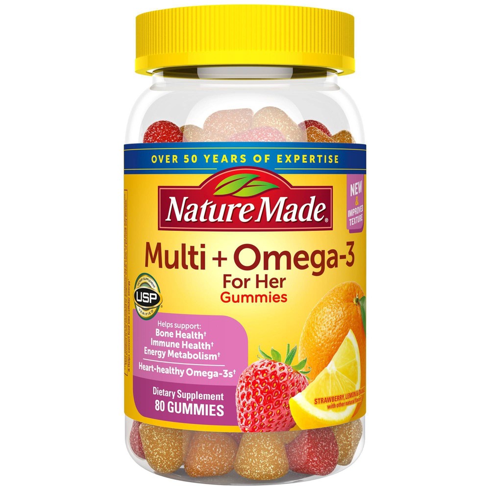 UPC 031604042141 product image for Nature Made Women Multi Plus Omega 3 Women Multivitamin Gummies - Lemon, Orange  | upcitemdb.com
