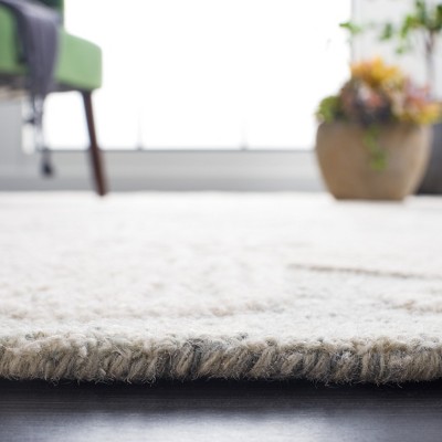 Ivory and Grey Floral Hand-Tufted Wool Area Rug