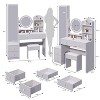 NicBex Vanity Desk with Mirror and Light Vanity with Full Body Mirror Cabinet and Round Mirror, Built-in Socket, Cushioned Stool for Bedroom - 4 of 4