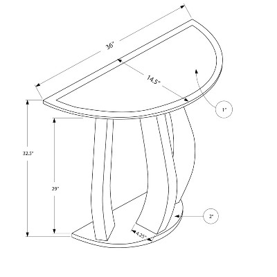 Contemporary Mirrored Demilune Console Table in Brushed Silver