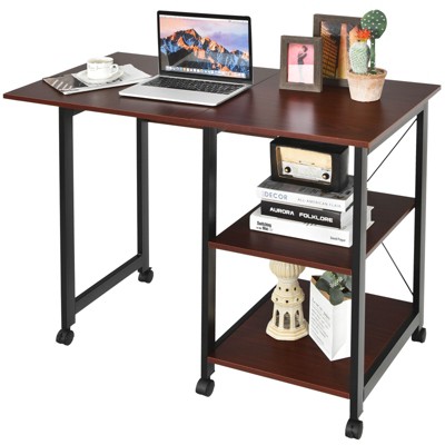 Mobile computer desk on outlet wheels