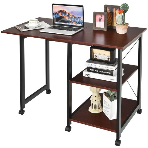 Tangkula Small Computer Desk, Compact Home Office Desk with Sturdy Frame, 2  Tier Study Writing Table for Small Place Apartment Office, Desk for