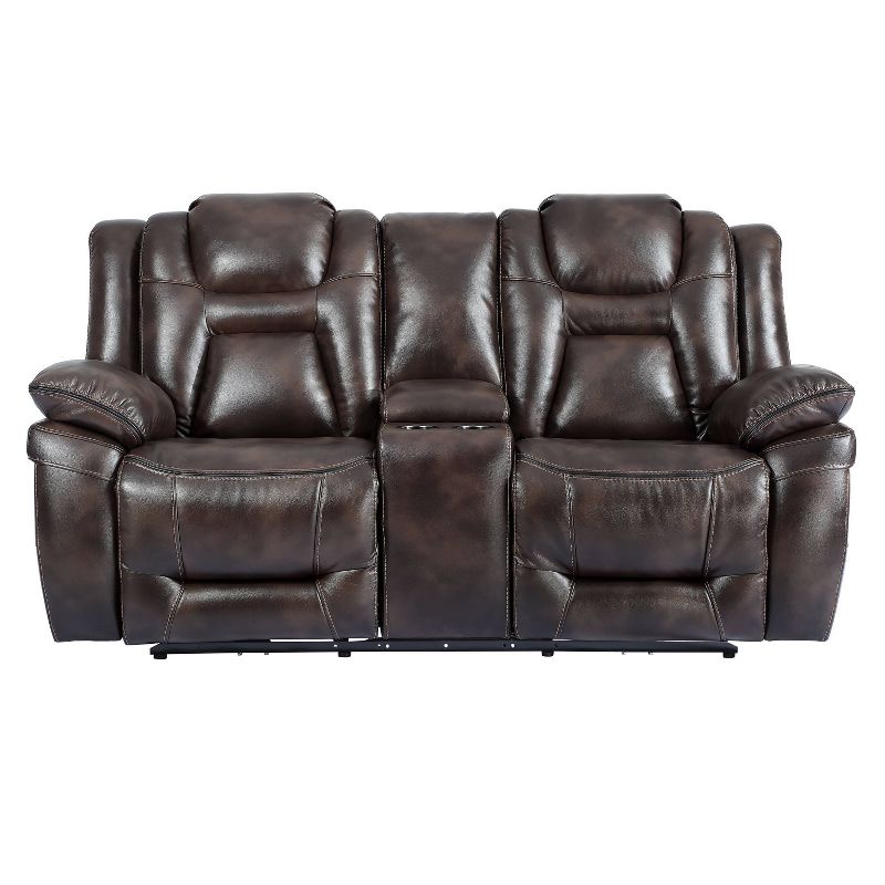 Oportuna Dual Power Console Loveseat Brown - Steve Silver Co., 5 of 12