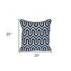 HomeRoots 20" X 20" Blue and White Geometric Cotton Zippered Pillow - 3 of 4