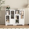 MDF painted Cabinet with Glass Doors and drawer, open storage space, White ,Bedroom, Living room - 3 of 4