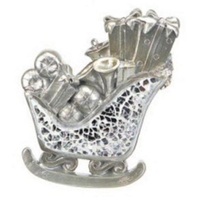 Melrose 4" Mosaic Sled Christmas Ornament - Silver