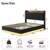 Floating Platform Bed Frame with LED Lights, USB Ports & Upholstered Headboard, Wood Slats, No Box Spring - 2 of 4