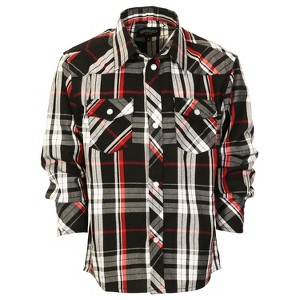 Gioberti Boy's Casual Western Plaid Long Sleeve Pearl Snaps Shirt - 1 of 4