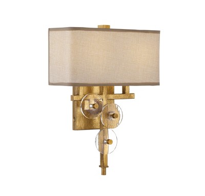 16" Engeared 2 Light Wall Sconce Antiqued Gold Leaf/Gold Fabric - Varaluz