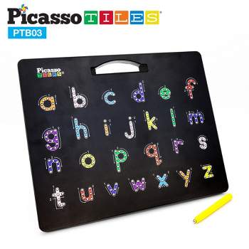 PicassoTiles® Double-Sided Magnetic Drawing Board, 12" x 10", Upper & Lower Case Letters