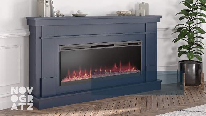 Waverly Wide Mantel with Linear Electric Fireplace and Crystal Ember Bed - Novogratz, 2 of 8, play video