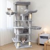 TopComfy Pet Tower Multi Level Grey Cat Tree Soft Hammocks Hanging Basket Cozy Cave Removable Washable Cushion for Cats, Gray, 20"*17.8"*68" - 2 of 4