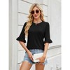 BLUEMING Blouses for Women Dressy Round Neck Casual Ruffled 3/4 Length Sleeve Womens T-Shirts with Smocked Cuffs - 3 of 4
