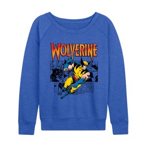 Women's - Marvel - Wolverine Comic Lightweight French Terry Wide Neck Long Sleeve Graphic Shirt - 1 of 3