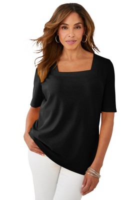 Jessica London Women's Plus Size Stretch Cotton Scoop Neck Tee