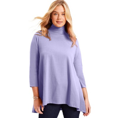 June + Vie by Roaman's Women's Plus Size One+Only Mock-Neck Tunic